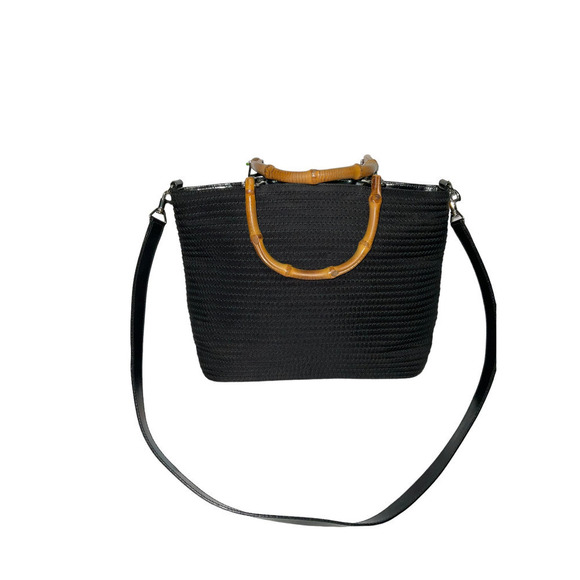 Gucci Black Quilted Bamboo Shoulder Bag 2way Bag with Strap Canvas P.Leather - Picture 10 of 15